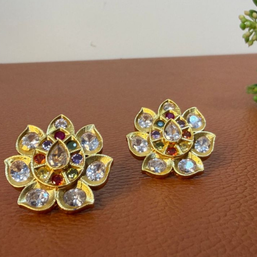 Untitled design - 2026-04-13T174341.713 Pure 92.5 Stone Lotus earrings - Image 1